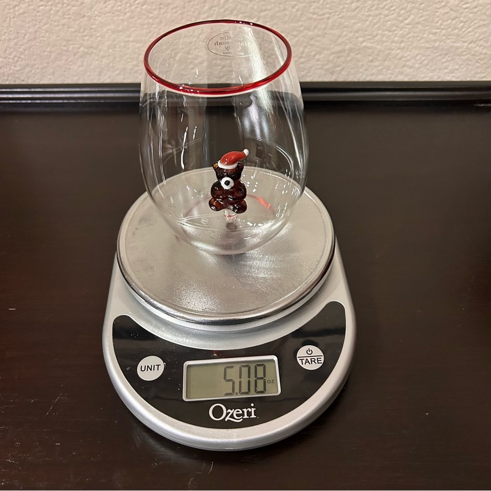 Anthropologie Jolly Icon Stemless Wine Glass Teddy Bear Santa Hat NEW - Picture 11 of 11